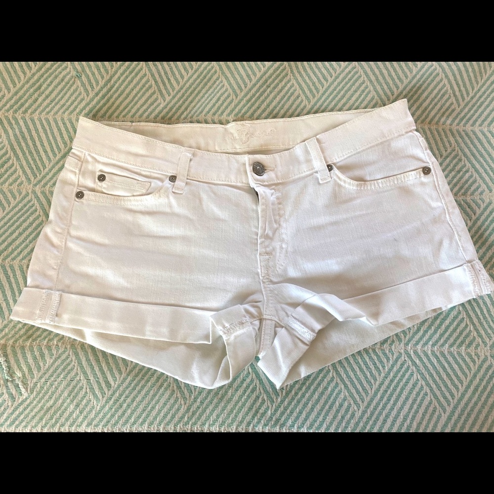 7 For All Mankind White Denim Shorts 29